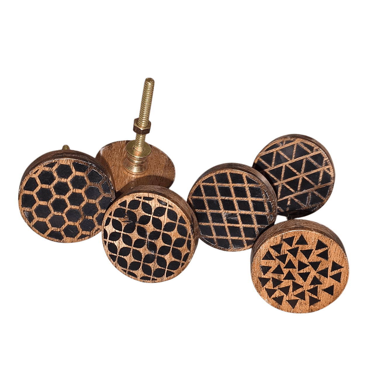 IRON & WOOD LESAR CUT KNOB (POLISH) 5 DESIGN